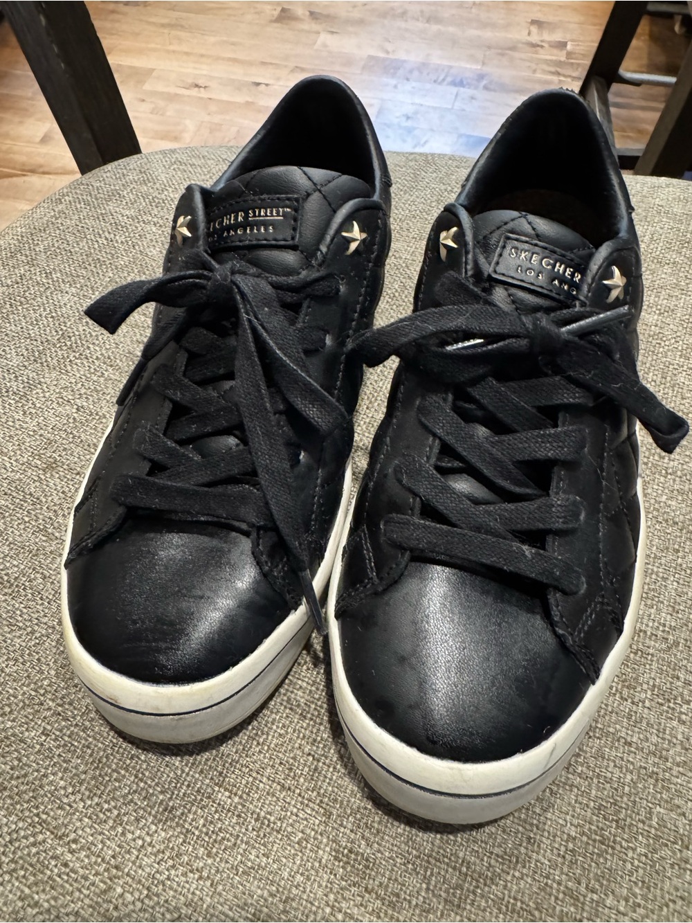 Skechers Black Low-Top Lace-Up Sneakers with White Sole